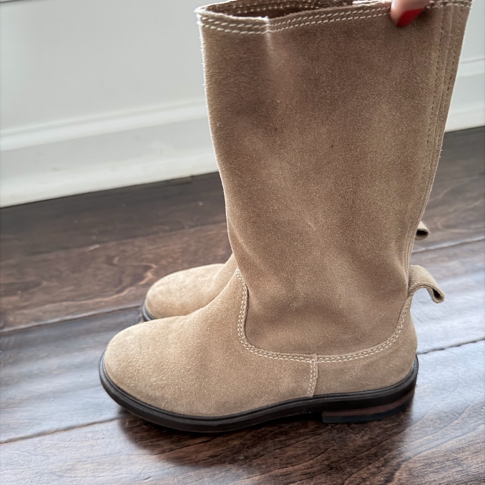 zara girls split suede leather boots beige 30